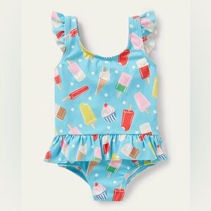 Baby Boden fun frill sleeve swimsuit